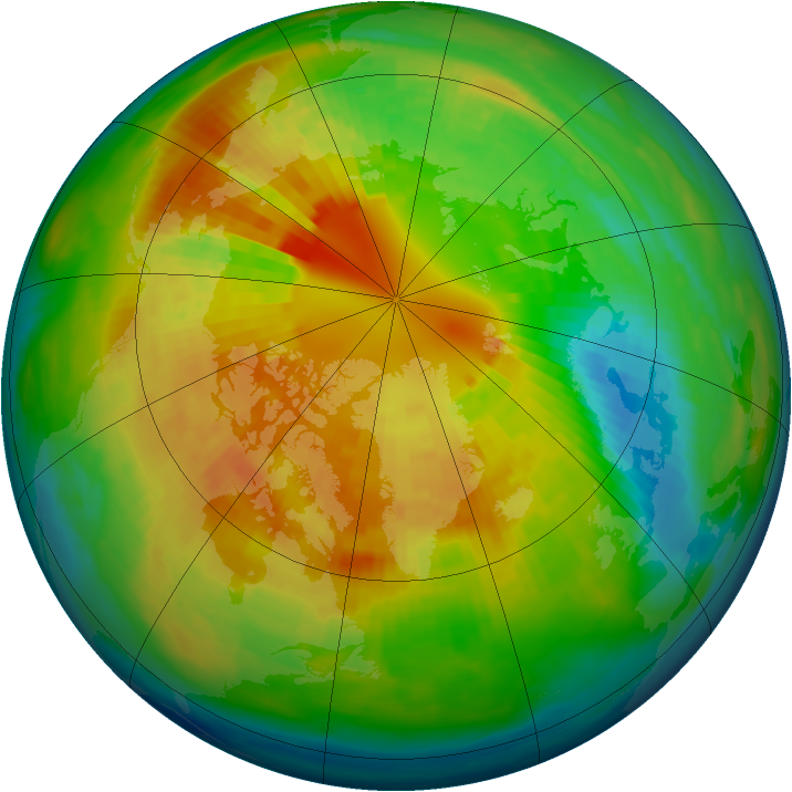 Arctic ozone map for 08 March 1993